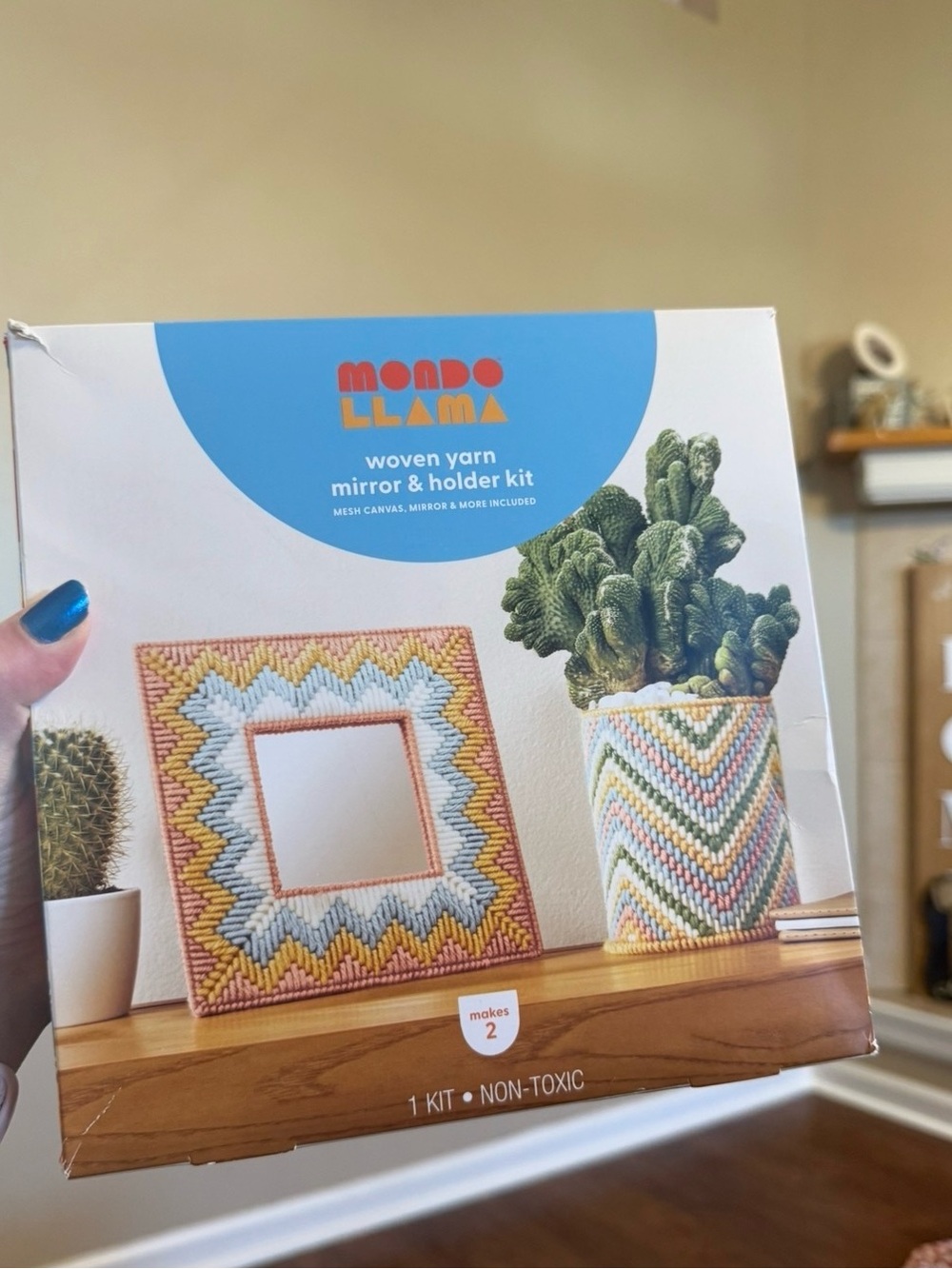 Craft kit - woven yarn cup holder and mirror